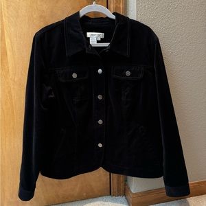Coldwater Creek Black Velvet Jean Jacket